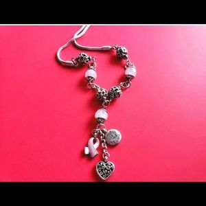 Brighton Power of Pink Breast Cancer Ribbon lariat charm Necklace